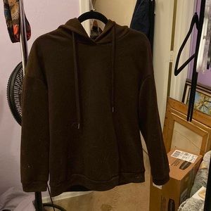 Brown hoodie with wording